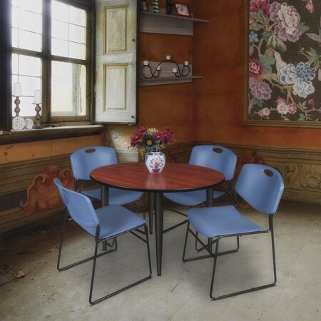 Regency Kahlo Round Table & Chair Sets, 48 W, 48 L, 29 H, Wood, Metal, Polypropylene Top, Cherry TPL48RNDCHBK44BE